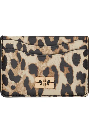 Ganni Beige & Black Printed Bou Card Holder