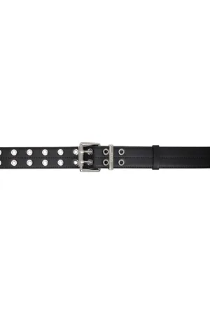 Ganni Black Double Eyelet Belt