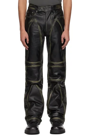 Who Decides War Black Rub Off Moto Leather Pants