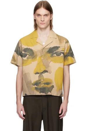 KIDSUPER STUDIOS Yellow & Beige Watercolor Face Camp Shirt