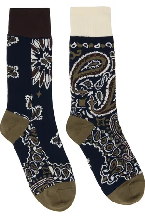 SACAI Navy & Khaki Bandana Socks