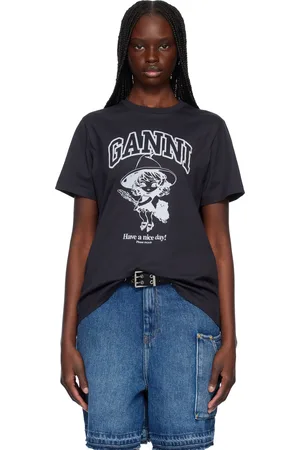 Ganni Black Basic Cotton Witch Relaxed T-shirt