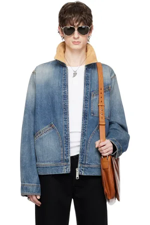 Alexander McQueen Blue Suede Collar Denim Jacket