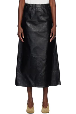 Marni Black A-Line Leather Maxi Skirt