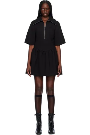 Ganni Black Bonded Crepe Minidress