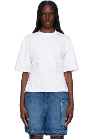 Ganni White Cotton Tie Back T-shirt