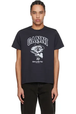Ganni Black Basic Cotton Witch Relaxed T-shirt