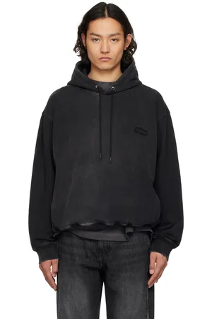 Solid Black Washed Back Logo Hoodie