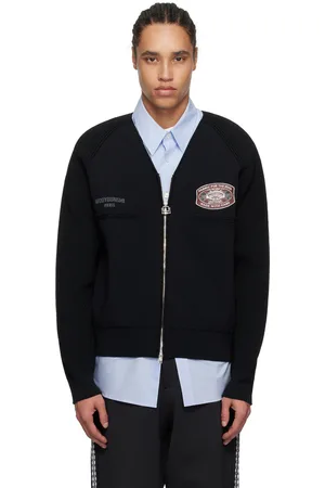 WOOYOUNGMI Black V-Neck Zip-Up Sweater
