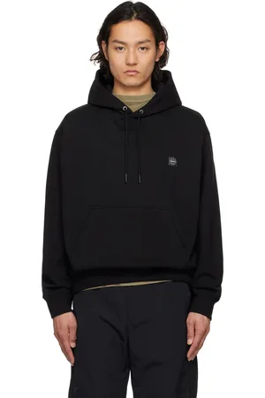 Solid Black Gradient Embroidery Back Logo Hoodie