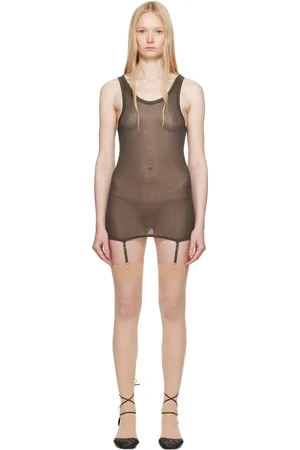 LEMAIRE Brown Seamless Rib Suspenders Tank Top