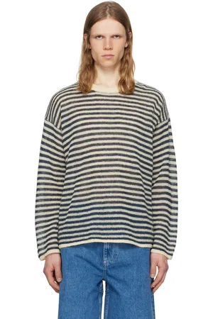 SUNNEI Off-White & Navy Striped Mohair Sweater