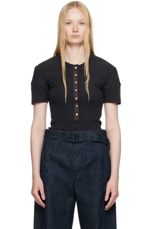 LEMAIRE Black Fitted Henley T-shirt
