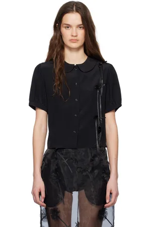 Simone Rocha Cropped Bow Slit Puff Sleeve Shirt