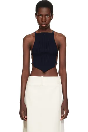 Courrèges Black Lingerie Detail Pointy Tank Top