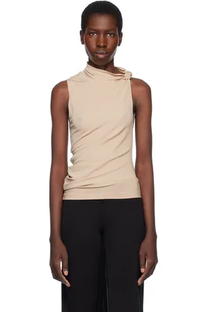 Courrèges Beige Draped Jersey Tank Top