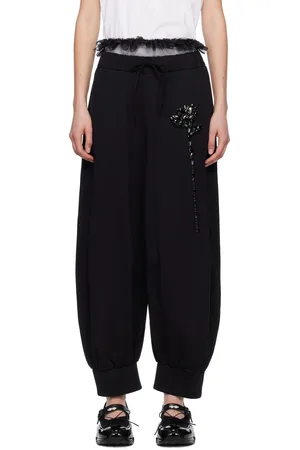 Simone Rocha Black Embellished Exposed Frilly Brief Drawstring Lounge Pants