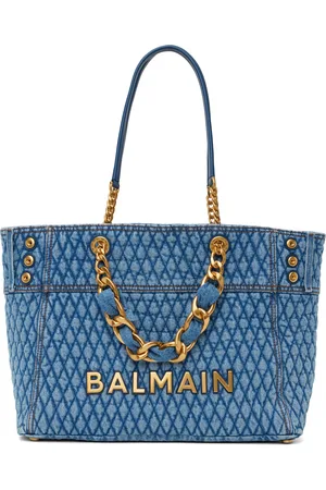 Balmain Blue 1945 Soft Diamond-Quilted Denim Tote