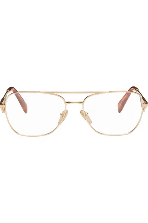 Prada Gold Catwalk Pilot Metal Glasses