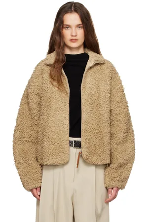 Jil Sander Beige Cotton Fleece Zip-Up Jacket