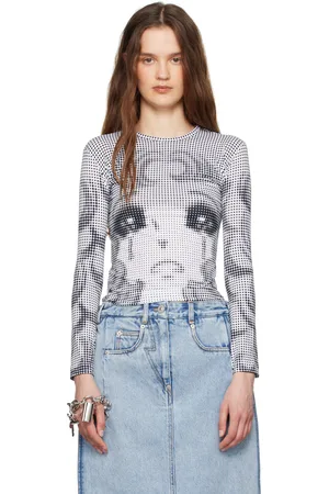 pushBUTTON Black & White Crying Girl Jersey T-shirt