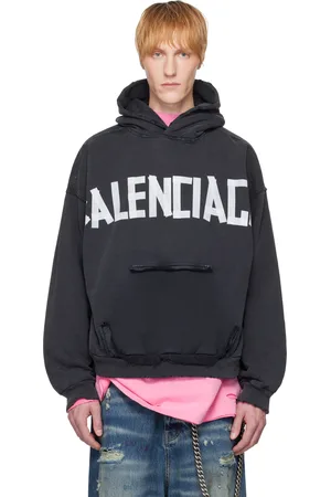 Balenciaga Black Tape Type Ripped Pocket Hoodie