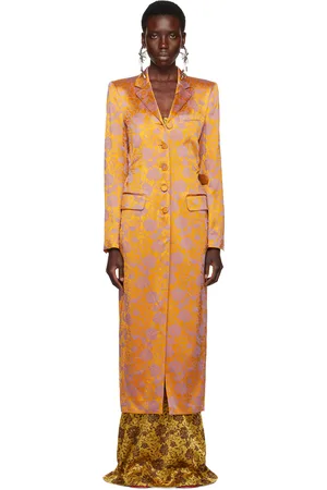 DRIES VAN NOTEN Orange Jacquard Coat