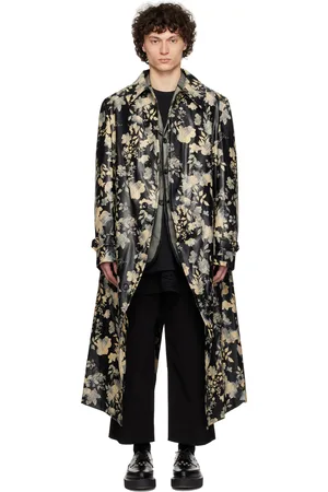 Comme des Garçons Black Printed Faux-Leather Coat