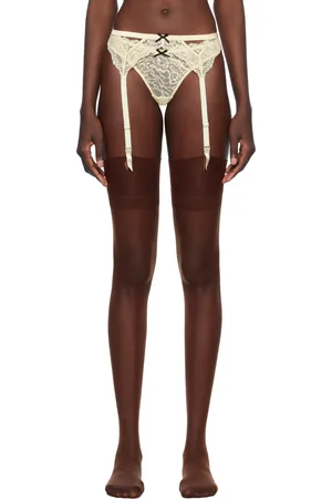 FLEUR DU MAL Yellow Bianca Lace Garter Belt