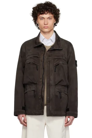 Stone Island Brown Raso Gommato 3L Laser Camo Jacket