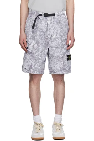 Stone Island Gray White Pigment On Tela Paracadute Stretch-TC Shorts