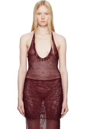 Mirror Palais Burgundy Crochet Tunic Top