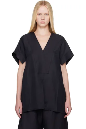 STUDIO NICHOLSON Navy Circe Linen Top
