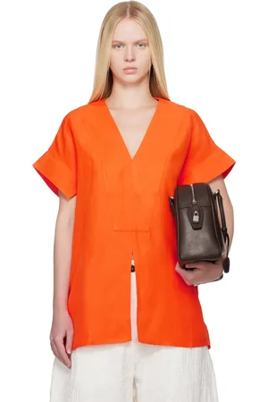 STUDIO NICHOLSON Orange Circe Linen Top
