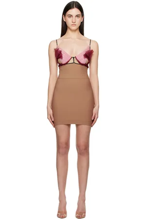 Nensi Dojaka Tan & Pink Celina Floral Petal Minidress
