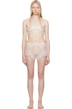 SKIMS White Ultra Fine Lace Bralette & Short Set