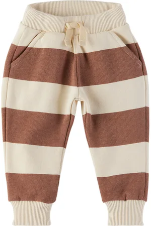 Wander & Wonder Baby Brown & Off-White Striped Sweatpants