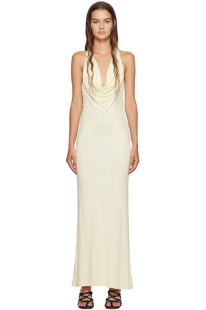 Mirror Palais Off-White Cowl Neck Maxi Dress