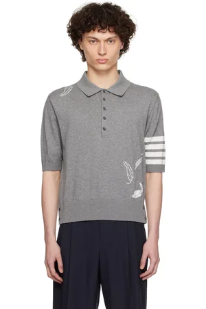 Thom Browne Gray Feather Short Sleeve Polo