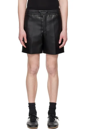 SYSTEM SSENSE Exclusive Black Drawstring Faux-Leather Shorts