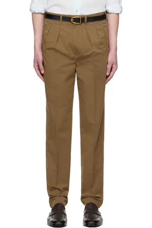 Tom Ford Tan Fluid Poplin Double Pleat Trousers