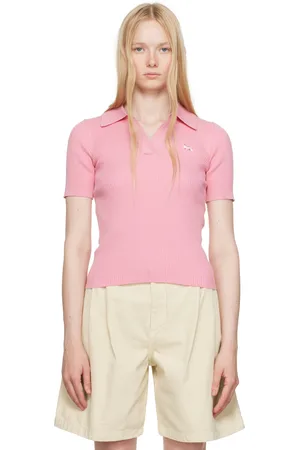 Maison Kitsuné Pink Baby Fox Patch Fine Ribbed Polo