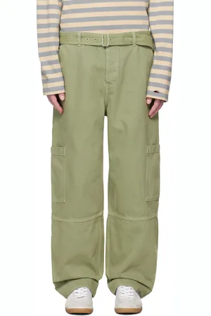 Maison Kitsuné Green Belted Utility Denim Cargo Pants