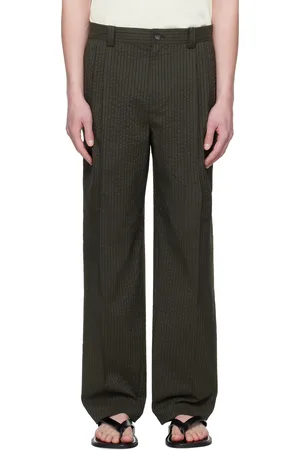 Maison Kitsuné Gray Relaxed Pleated Trousers