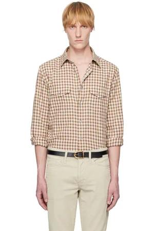 Tom Ford Brown Small Check Western Shirt
