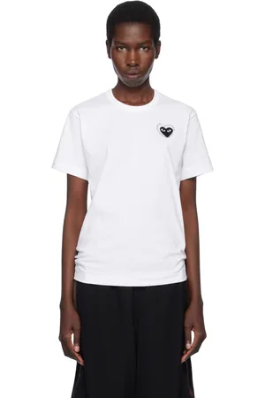Comme des Garçons White Metal Stone Emblem Black Heart T-shirt