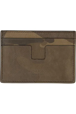 Tom Ford Khaki Camo Nubuck Money Clip Card Holder