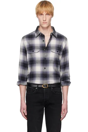 Tom Ford Black & White Fluid Grand Check Military Shirt
