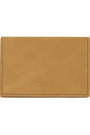 Tom Ford Tan Nubuck T Line Business Card Holder
