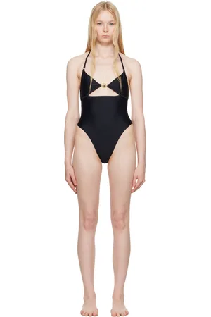 Marine Serre Black Jersey One Piece Swimsuit